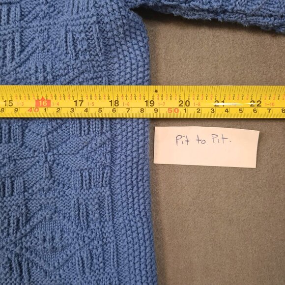 L.L.Bean Women Vintage Cardigan Size M Royal Blue Heavy Knit Nordic Button Down - Picture 16 of 16